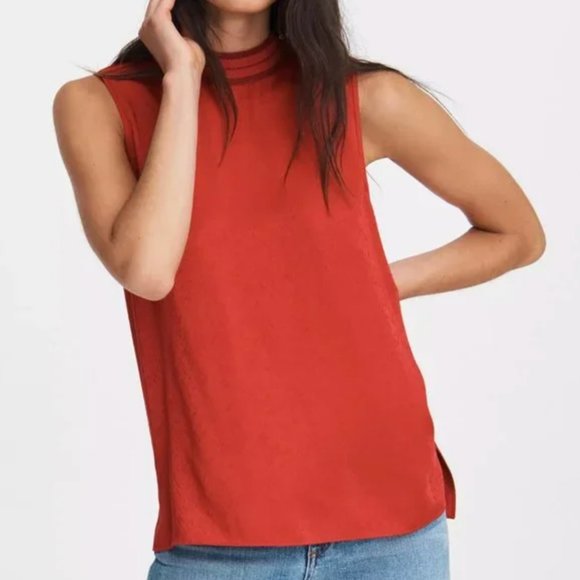 Rag & Bone Letti Radish Pink Jacquard Sleeveless Blouse - Picture 9 of 9